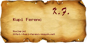 Kupi Ferenc névjegykártya